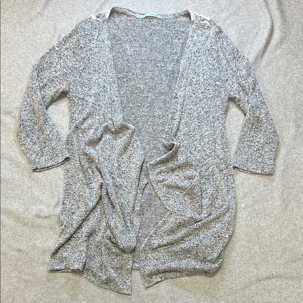Gray Women's Open Front Sweater Detail on Back